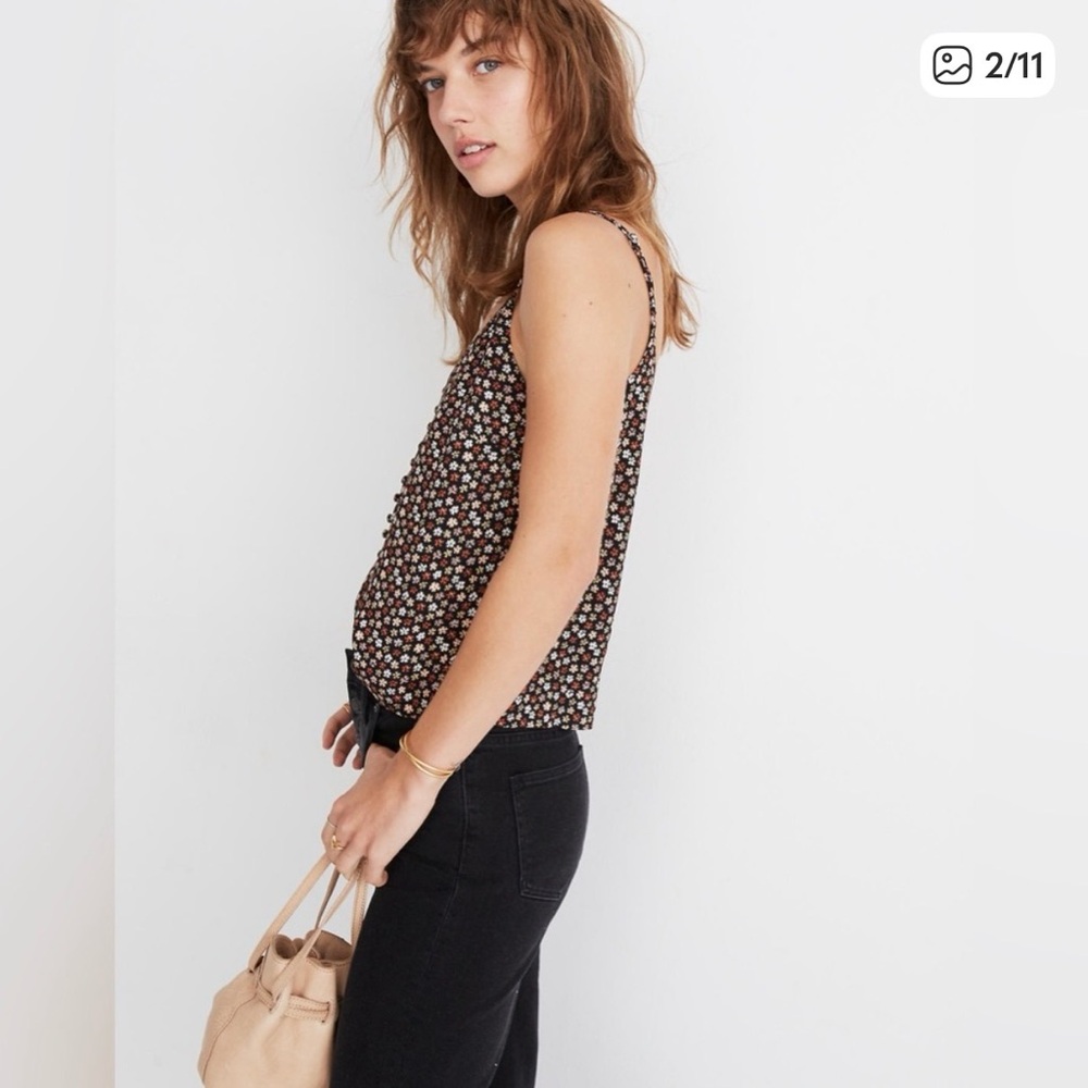 Madewell Black Floral Spaghetti Strap Camisole - Picture 3 of 10